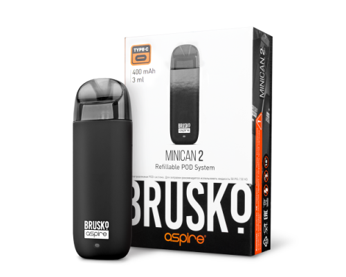 Купить Перезаправляемая Под-Система Бруско Миникан 2 (Brusko Minican 2) 400 mah, Чёрный по оптовой цене