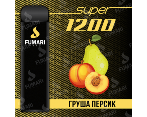 Купить Электронная сигарета Фумари Подс Супер 1200 затяжек Груша Персик (Fumari Pods 1500 Super Pear Peach) по оптовой цене
